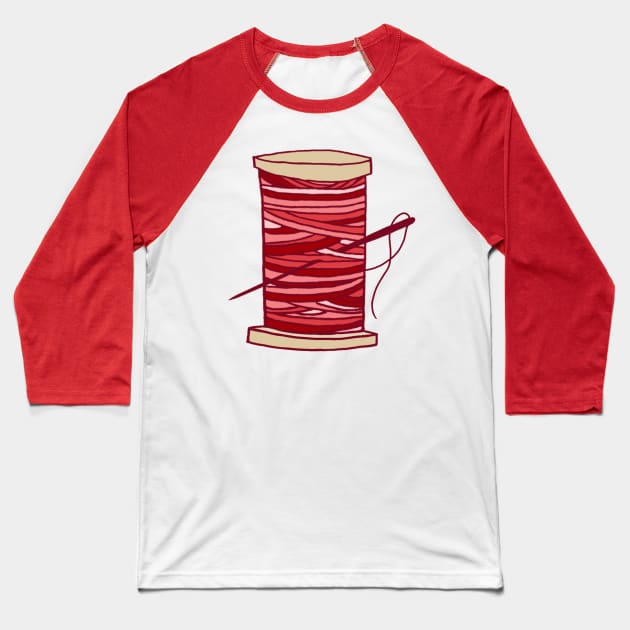 Thread Spool Japanese Ocean Wave (Red) Baseball T-Shirt by Mochabonk